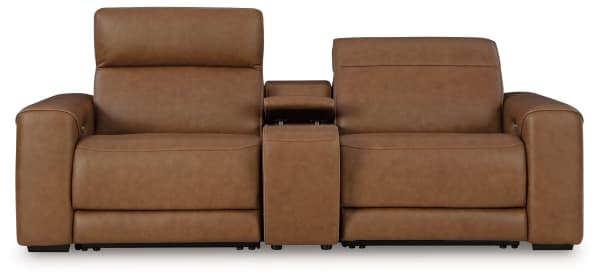Magic Man - Caramel - 3-Piece Power Reclining Sectional Loveseat With Console