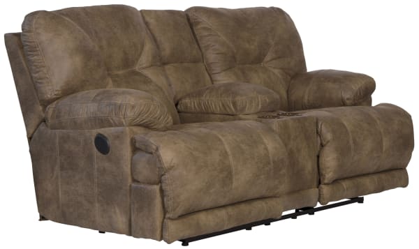 Voyager - Fabric Power Lay Flat Reclining Console Loveseat - Brandy