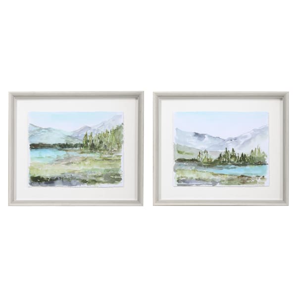 Plein Air Reservoir - Watercolor Prints (Set of 2) - Blue