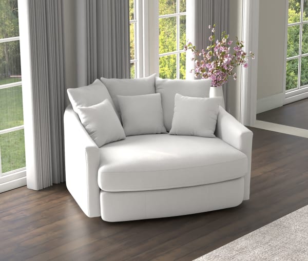 Matty - Round Accent Cuddle Chaise - White