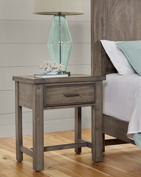 Chestnut Creek Night Stand - 1 Drawer Pewter (Grey)