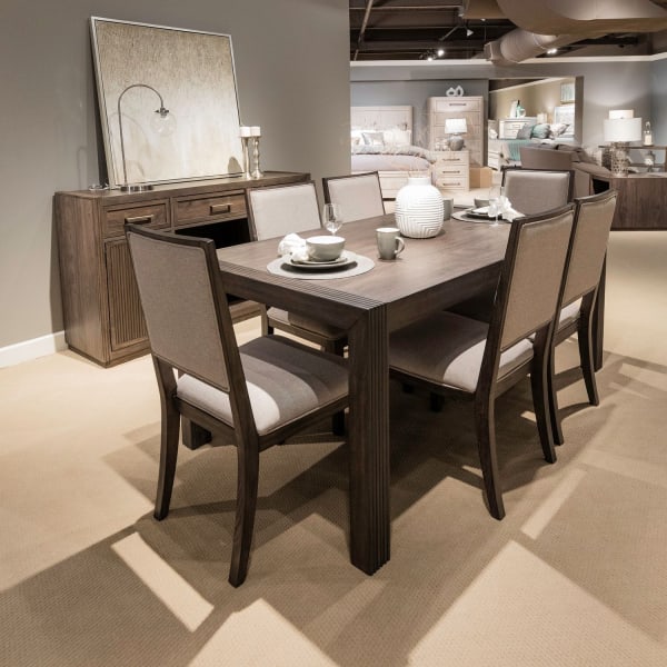 Modern Edge - 7 Piece Rectangular Table Set - Brown