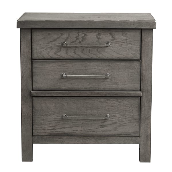 Modern Farmhouse - 3 Drawer Nightstand - Gray