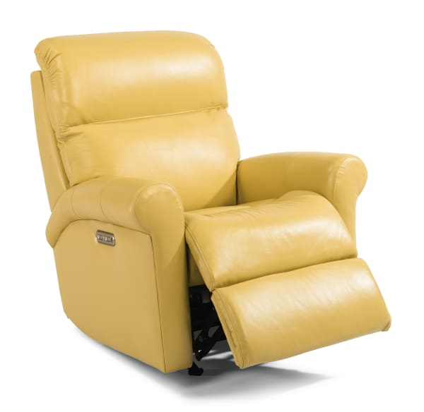 Davis - Leather Power Rocking Recliner, Power Headrest - Yellow