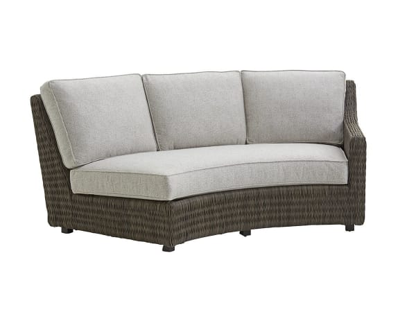 Cypress Point Ocean Terrace - Curved Sectional Armless LAF Sofa - White / Dark Brown