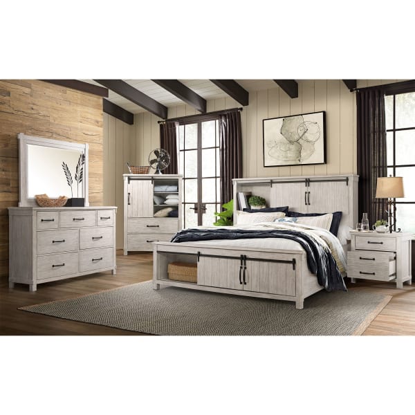 Scott - Queen Platform Storage 6 Piece Bedroom Set - White