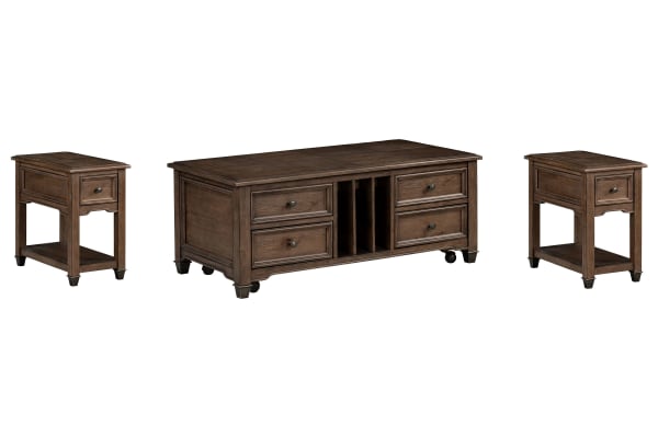 Cormac - Lift Top Storage Cocktail Table With 2 Accent Tables - Brown
