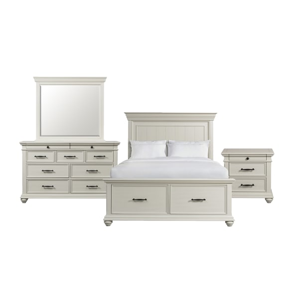 Slater - Queen Platform Storage 4 Piece Bedroom Set - White