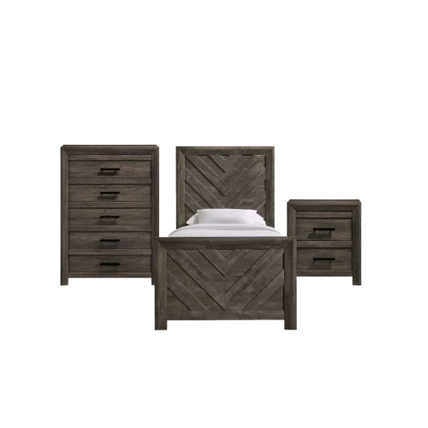 Eleanor - Twin Panel 3 Piece Bedroom Set - Mocha Gray