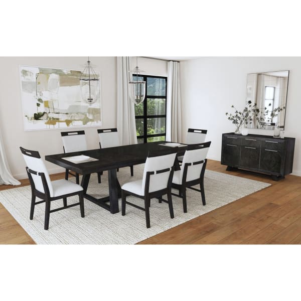 Transcend - 7 Piece Standard Height Dining Set (Table And Six Chairs) - Charcoal