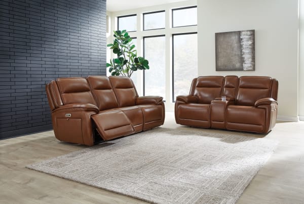 Healy Pier - Chocolate - 2 Pc. - Power Reclining Sofa, Power Reclining Loveseat With Console
