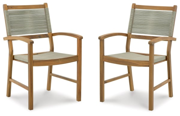 Janiyah - Light Brown - Rope Back Arm Chair (Set of 2)