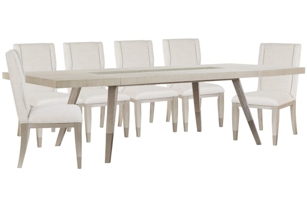 Lenox - Extendable Rectangular Dining Table With 6 Host Chairs - Acadia White