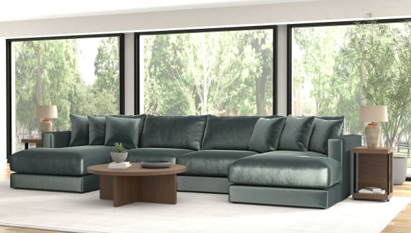 Remington - 4 Piece Modular Double Chaise Sectional - Pine