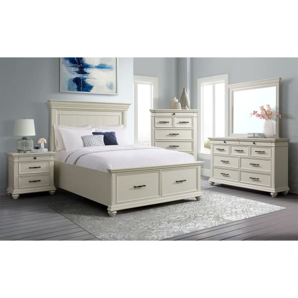 Slater - Queen Platform Storage 6 Piece Bedroom Set - White