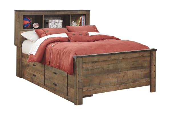Trinell - Brown - Full Panel Bookcase Bed with 2 Storage Drawers