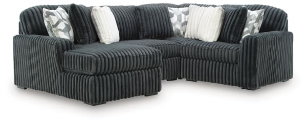 Midnight-Madness - 4-Piece Sectional With LAF Corner Chaise And Armless Chair - Gunmetal