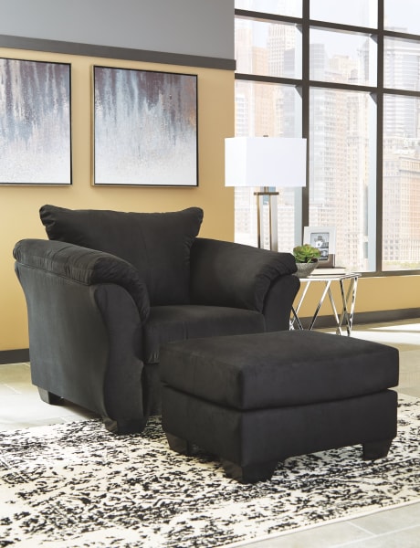 Darcy - Black - 2 Pc. - Chair With Ottoman
