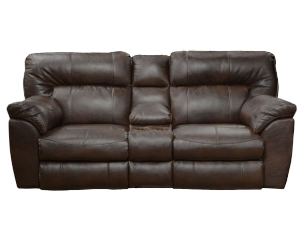 Nolan - Extra Wide Reclining Console Loveseat With Storage and Cupholder - Godiva - 42"