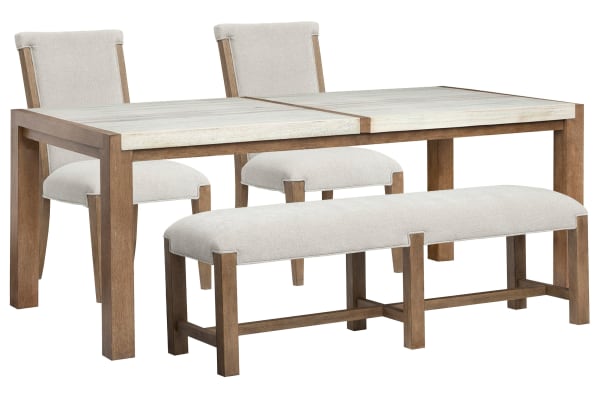 Plum Creek - Rectangular Dining Table With 2 Upholstered Side Chairs And Bench - Sierra Brown