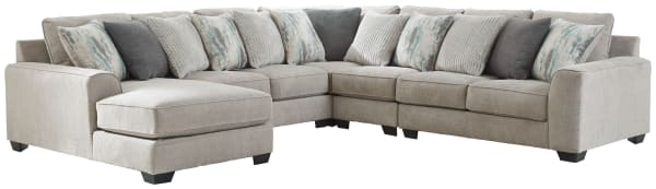 Ardsley - Pewter - 5-Piece Sectional With LAF Corner Chaise