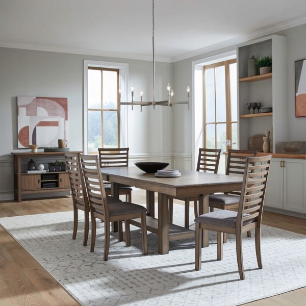 Brook Bay - 7 Piece Trestle Table Set - Brown