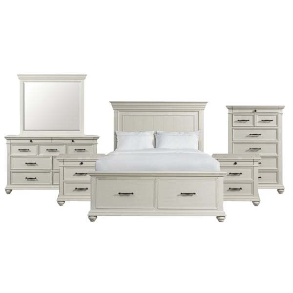 Slater - Queen Platform Storage 6 Piece Bedroom Set - White