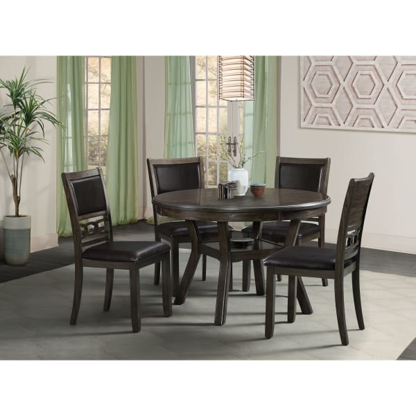 Amherst - Standard Height 5 Piece Dining Set-Table And Four Faux Leather Side Chairs - Walnut