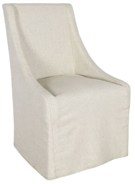 Warwick - Upholstered Rolling Dining Chair - Oatmeal