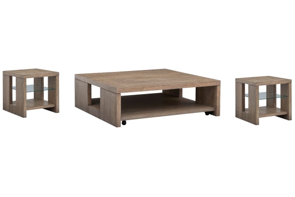 Conway - Square Cocktail Table With 2 Rectangular End Tables - Spiced Brown