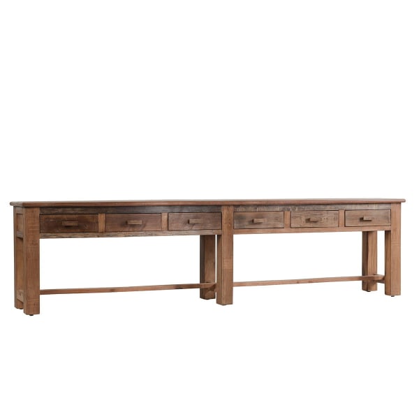 Ezra - Reclaimed Wood 6 Drawer Console Table - Natural