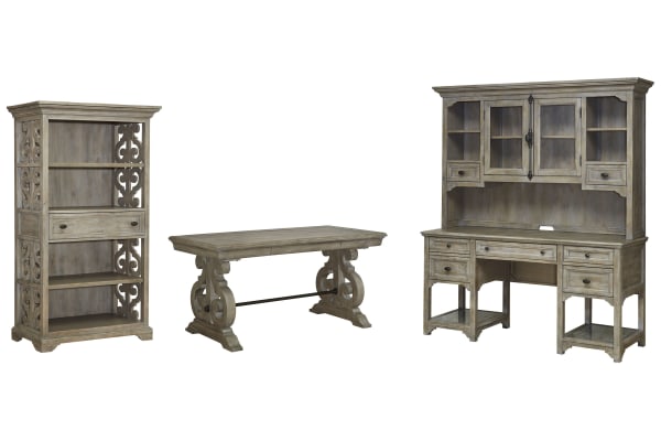 Tinley Park - Writing Desk With Bookcase, Credenza And Hutch - Dove Tail Gray