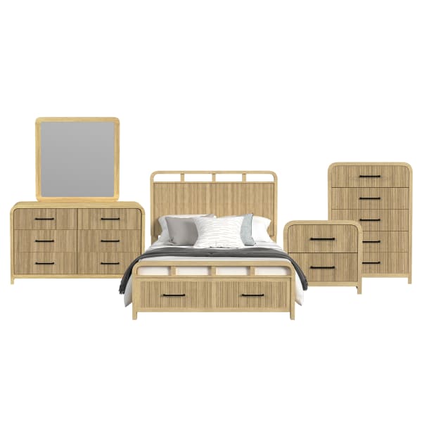 Ridgemont - Full Storage 5 Piece Bedroom Set - Natural