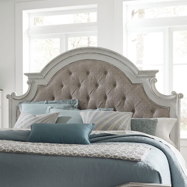 Magnolia Manor - Queen Upholstered Panel Headboard - White
