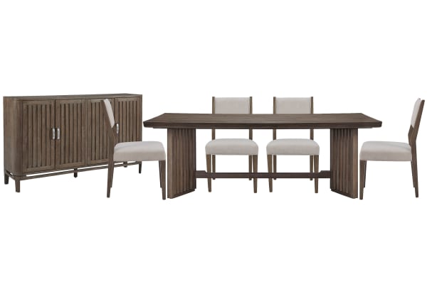Kavanaugh - Trestle Dining Table With 4 Side Chairs And Sideboard - Weathered Kona Brown / Gray