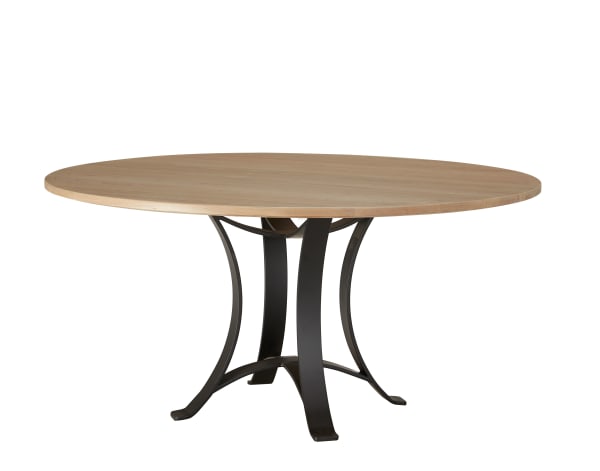 Crafted Cherry - 60" Round Dining Table With Metal Pedestal - Bleached Cherry