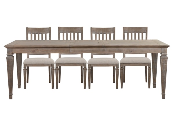 Lancaster - Extendable Rectangular Dining Table With 4 Side Chairs - Dovetail Gray