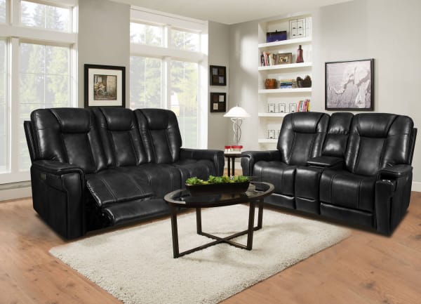 Sanibel - Power Console Loveseat- Wall Prox. Recliner With Power And Power Headrest And Lumbar, Wireless Charger (Layflat) - Black