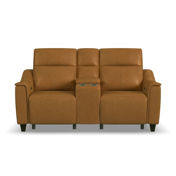 Walter - Power Reclining Loveseat With Console & Power Headrests - Honey