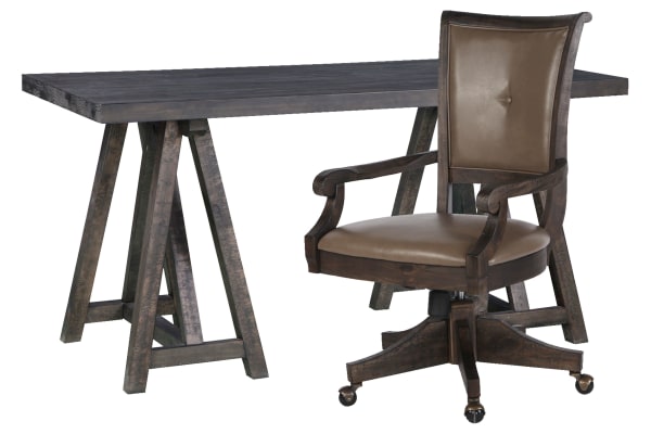 Sutton Place - Desk With Chair - Weathered Charcoal