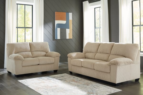 SimpleJoy - 2 Pc. - Sofa, Loveseat - Sand