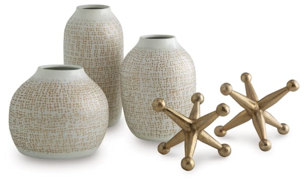 Vinburn - White / Gold Finish - Accessory Set (Set of 5)