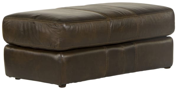 Pavia - Top Grain Italian Leather Match Ottoman - Cocoa