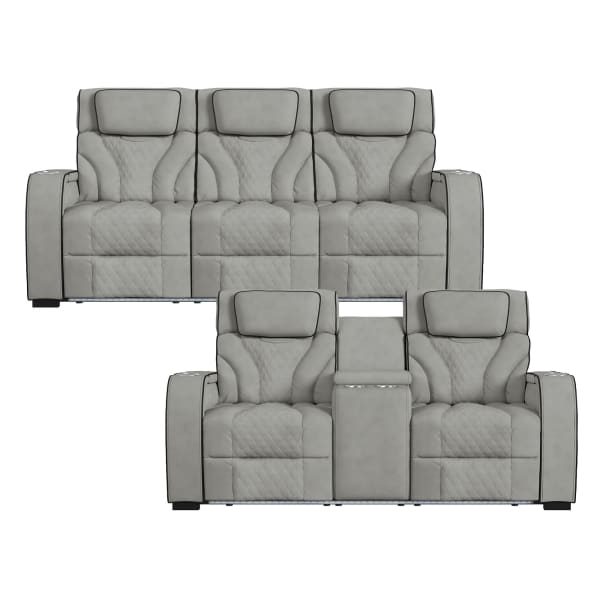 Blitz - 2 Piece Living Room Set (Sofa & Loveseat) - Simba Taupe And Black