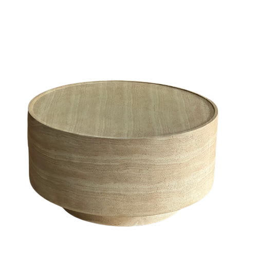 Mckenna - Outdoor Concrete Round Coffee Table - Travertine