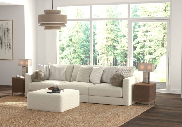Ritzy - 3 Piece Modular Sofa And 1 Included Cocktail Ottoman - Bone