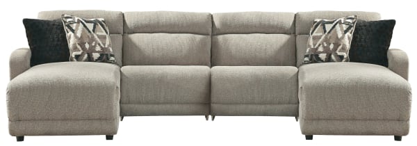 Colleyville - Stone - 4-Piece Power Reclining Sectional With Chaise, 2 Armless Chairs