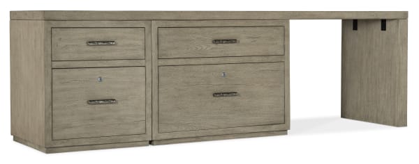 Linville Falls - 96" Desk With Small File, Lateral File And Leg - Gray