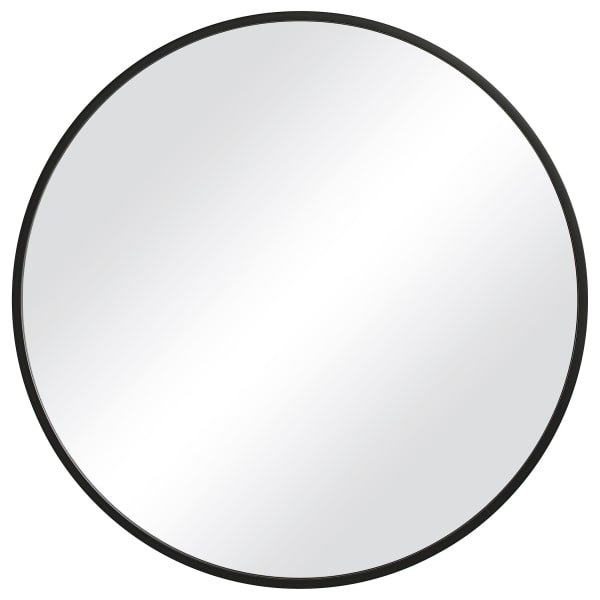 Contemporary Round Mirror - Black Matte