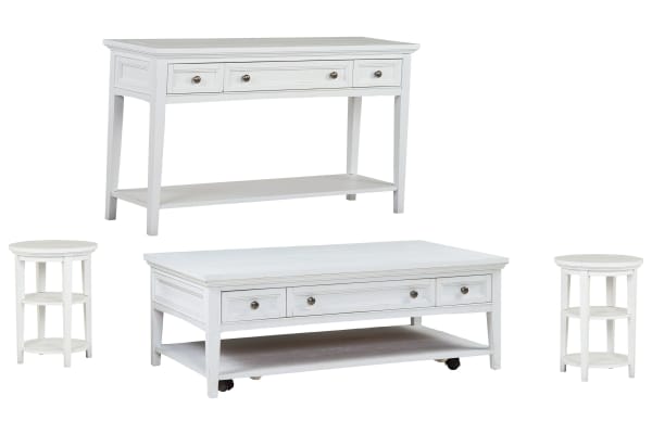 Heron Cove - Rectangular Cocktail Table With 2 Accent End Tables And Sofa Table - Chalk White